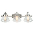 thumbnail image 4 of Aspen Creative 62062-2, Three-Light Metal Bathroom Vanity Wall Light Fixture, 24 3/4" Wide, Transitional Design in Satin Nickel with Clear Seedy Glass Shade, 4 of 6