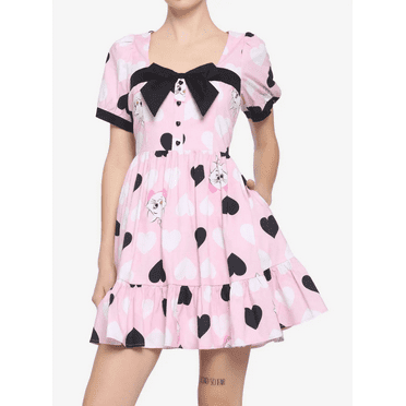 Disney The Aristocats Marie Pink and Black Hearts Collared Heart Dress S