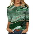 thumbnail image 1 of XZNGL Hauts à Manches 3/4 pour Femmes Mode pour Femmes T-Shirt Ample Imprimé Blouse à Manches 3/4 Col Rond Hauts Décontractés T-Shirts en Coton Femmes T-Shirts pour Femmes Mode T-Shirts à Manches 3/4 pour Femmes, 1 of 4