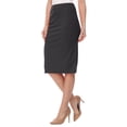 thumbnail image 2 of Women's Casual Elastic Band High Waist Stretch Office Work Solid Midi Skirt, 2 of 6