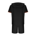 thumbnail image 4 of Dagugfen Outfits for Men Trendy Textured Shortsuits Short Sleeve Shirts with Hood and Shorts Workwear 2 Piece Sets, 4 of 6