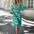 thumbnail image 4 of Vestido Vestido midi de corte A para mujer, vestido elegante con estampado escalonado, vestido elegante para ir al trabajo Cgtredaw Verde T S para Mujer, 4 of 7