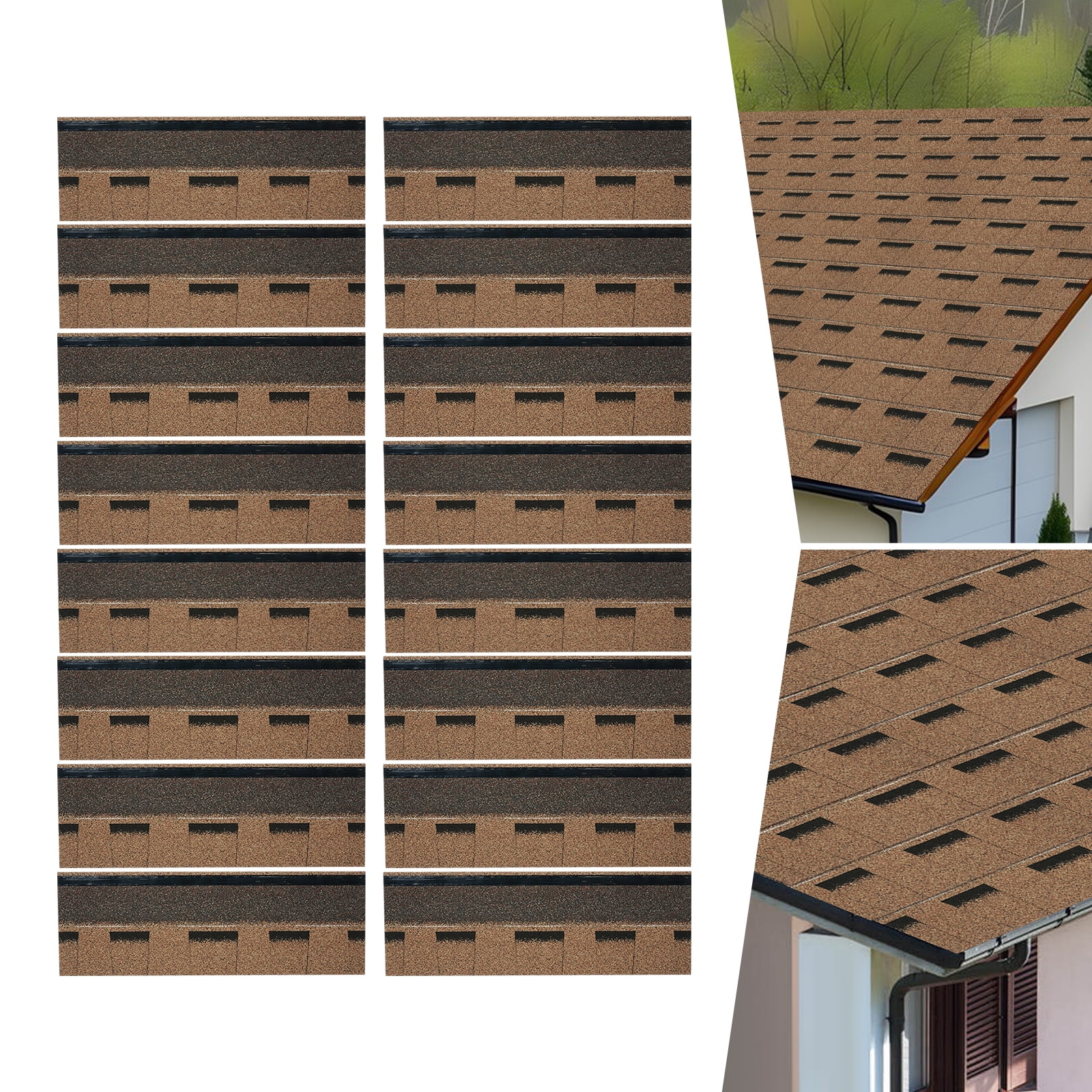 Roofing Shingles, Asphalt Shingles Roof Tiles, 16Pcs Asphalt Roof Shingles (Gold)