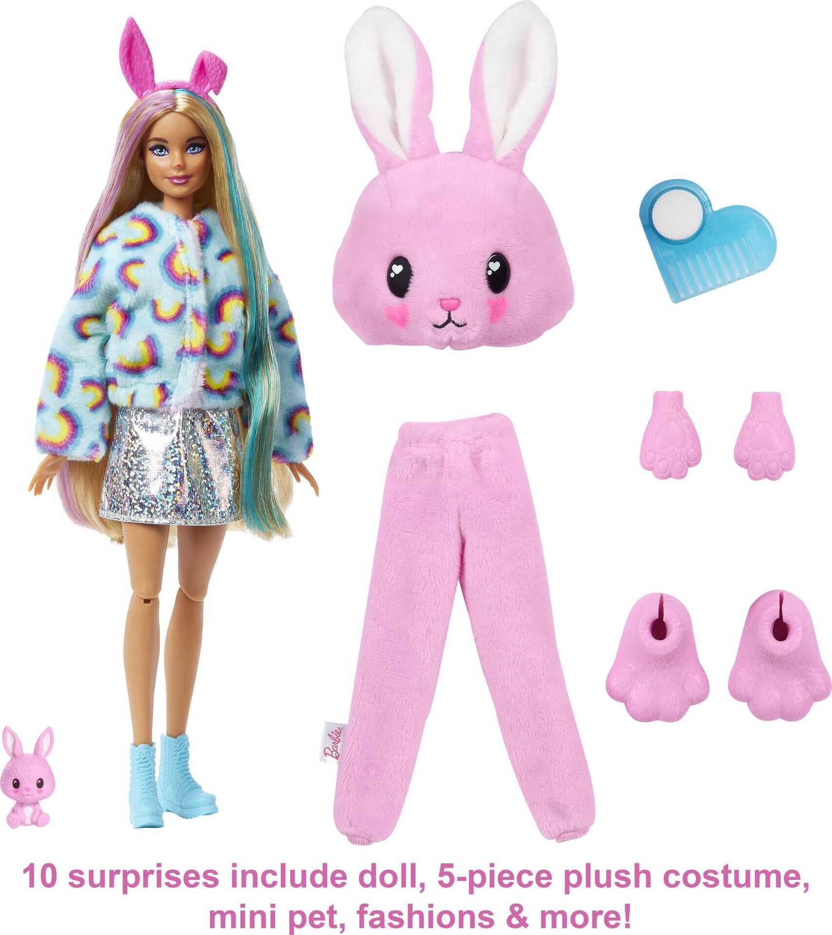 Barbie Cutie Reveal Fashion Doll with Bunny Plush Costume, Mini Pet &  Accessories 