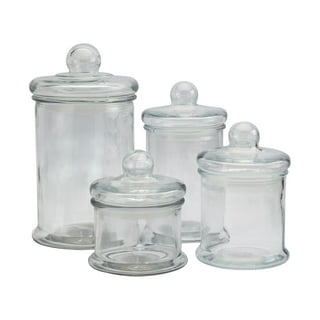 Mason Craft & More Airtight Kitchen Food Storage Clear Glass Pop Up Lid  Canister, 3 Piece Glass Graduated Belly Shaped Canister Set (2L, 2.8L,  4.3L) 