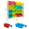 Olizee Multicolor Kids Toy Box Playroom Storage Solution with 12