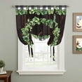 thumbnail image 2 of Spring Eucalyptus Leaves Balloon Curtains for Living Room/French Door, Farmhouse Botanical Brown Wood Tie Up Curtains 63 Inch Length Energy Saving Kitchen Curtains Shades for Windows 42"x63", 2 of 8
