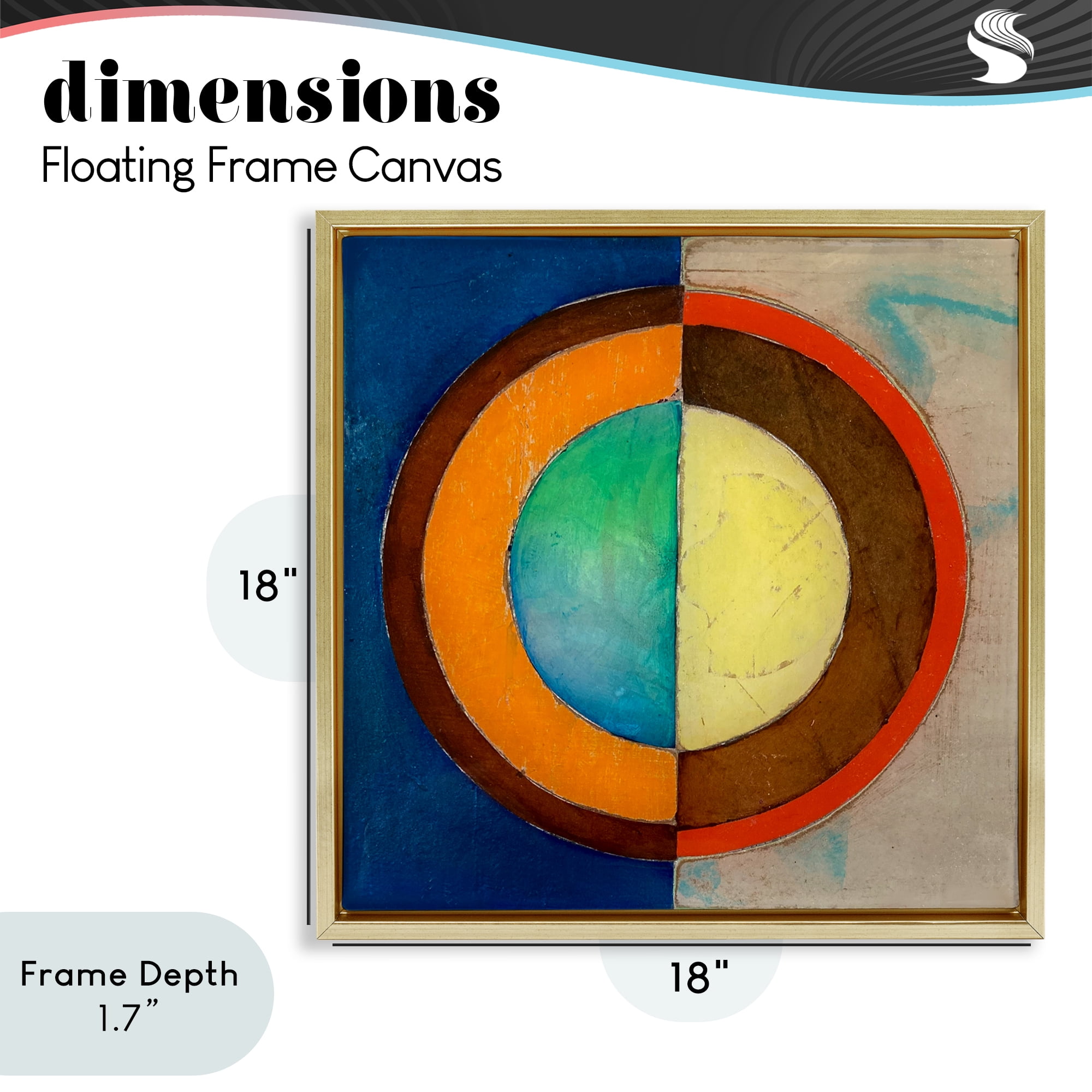 Stupell Industries Bright Vertical Circle Symmetry Gold Framed Floater Canvas Wall Art, design by Matthew Finger