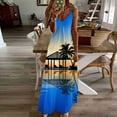 thumbnail image 2 of Wycnly Summer Dresses for Women Fashion Hawaiian Style High Waist Swing Cami Long Dresses 2024 Short Sleeve V-Neck Coconut Tree Print Maxi Formal Dress Sky Blue m, 2 of 5