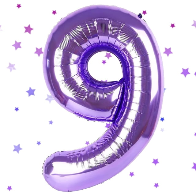 Globo Yeodong número 9 morado de 40 cm para 9 cumpleaños