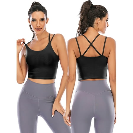 

Womens Sports Bra Crop Top Camisole Bras Sling Tube Top Vest Longline Padded Comfortable Sling Tube Top Vest Gym