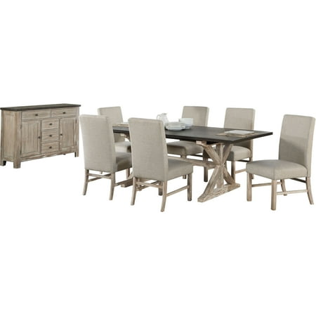 Outdoor Sideboards Cambridge Ellington 8-Piece Dining Set with Expandable Trestle Table, 6 Fabric Chairs and Sideboard ()