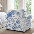 thumbnail image 6 of FKELYI Retro Flower Blue Print 2 Pcs Stretch Armchair Slipcover with Individual Cushion Cover Non-Slip Furniture Protector for Living Room Couch Sofa Covers, 6 of 7