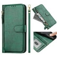 thumbnail image 1 of Funda para Honor X9A 5G con cremallera tipo cartera, tarjetero, marco de fotos, soporte y cordón, de piel sintética. verde, 1 of 5