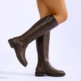 thumbnail image 6 of XUNKUSGA Knee High Boots with Side Zipper Comfortable Round Toe Low Heel Riding Boots for Women Classic Vintage Solid Color Buckle Long Boots,8.5, 6 of 9