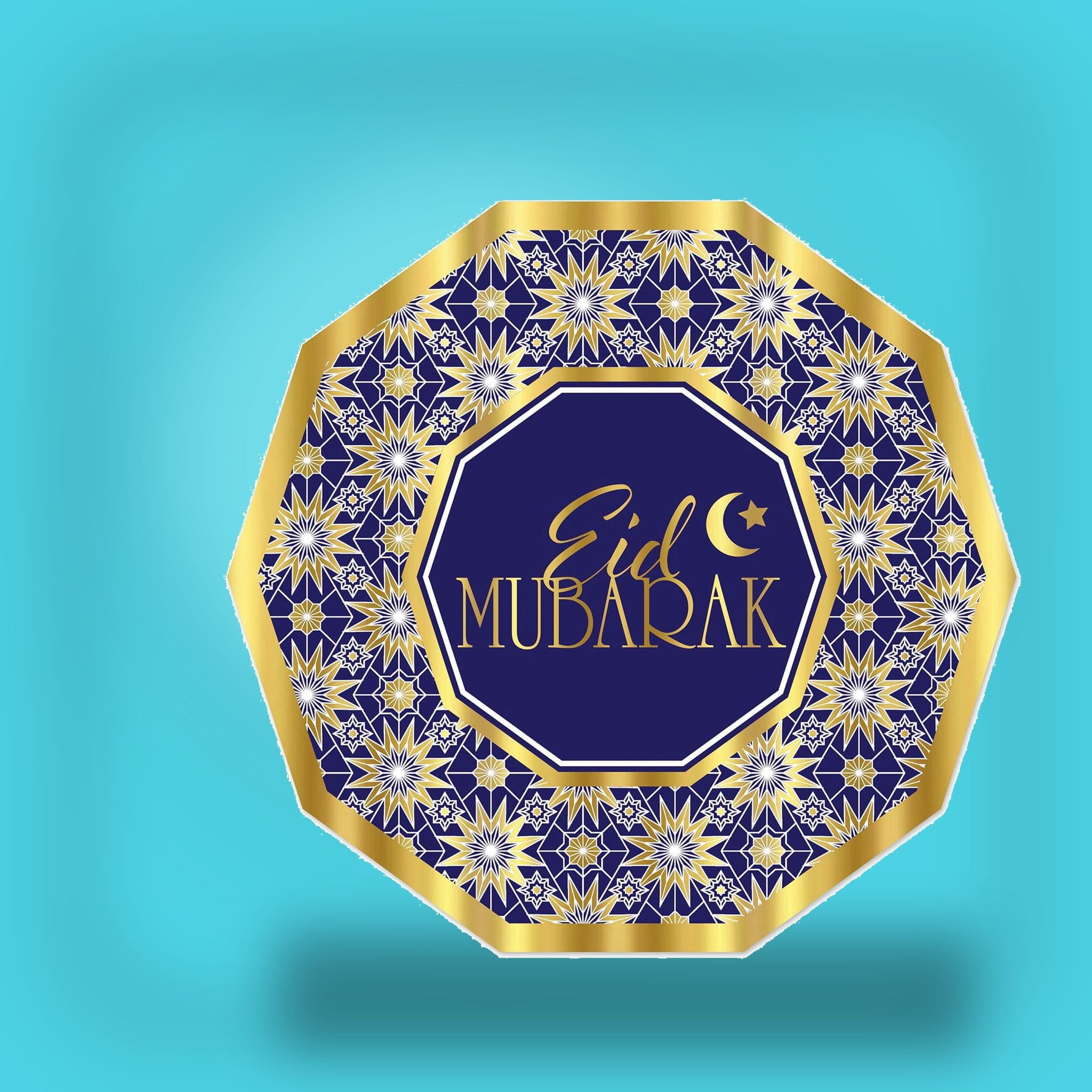 96 Pack Bulk Ramadan Theme Decagon Paper Plates 9 inch