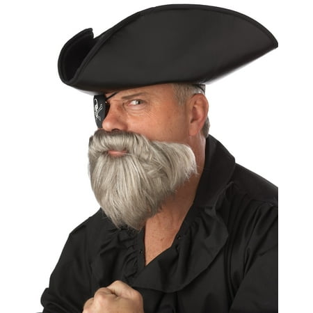 Gray Captain Beard and Stache Set Adult Halloween Accessory