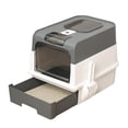 thumbnail image 4 of Cat Litter Box, Enclosed Removable Litter Boxs for Big Cats, Front Entry Top Exit Kitty Box Odor Control (Gray), 4 of 14