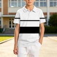 thumbnail image 2 of akafmk Boys School Uniform Shirts Short Sleeve Athletic Shirt Collared Striped Activewear Casual Summer Tops, 5-15Y, 2 of 7