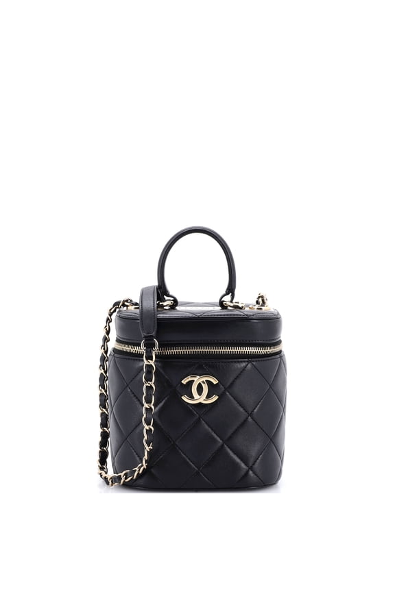 Pre-Owned Trendy CC Top Handle Vanity Case Quilted Lambskin Small By Rebag
