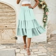 thumbnail image 5 of WTOBBY Women's Casual High Waist Drawstring A-line Solid Color Skirt with Pockets, Flowy Maxi Design for Everyday Wear, Bohemian Style Elastic Waist Skirt,Mint Green M, 5 of 5