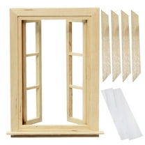 BESTOYARD Miniature Window Frame Dollhouse Miniatures Window Beige Wood 1Set