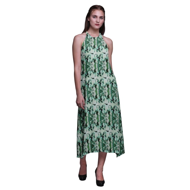 Bimba Robe Teinture sur Nœuds Décontractée Longue Dos Nu à Col Licou pour Femme Robe de Plage Imprimée - Xxx-Grand
