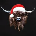 thumbnail image 3 of CafePress - Highland Cow Santa Hat Xmas Pajamas - Women's Short Sleeve Print T-Shirt and Pants Dark Cotton Pajama Set, 3 of 7