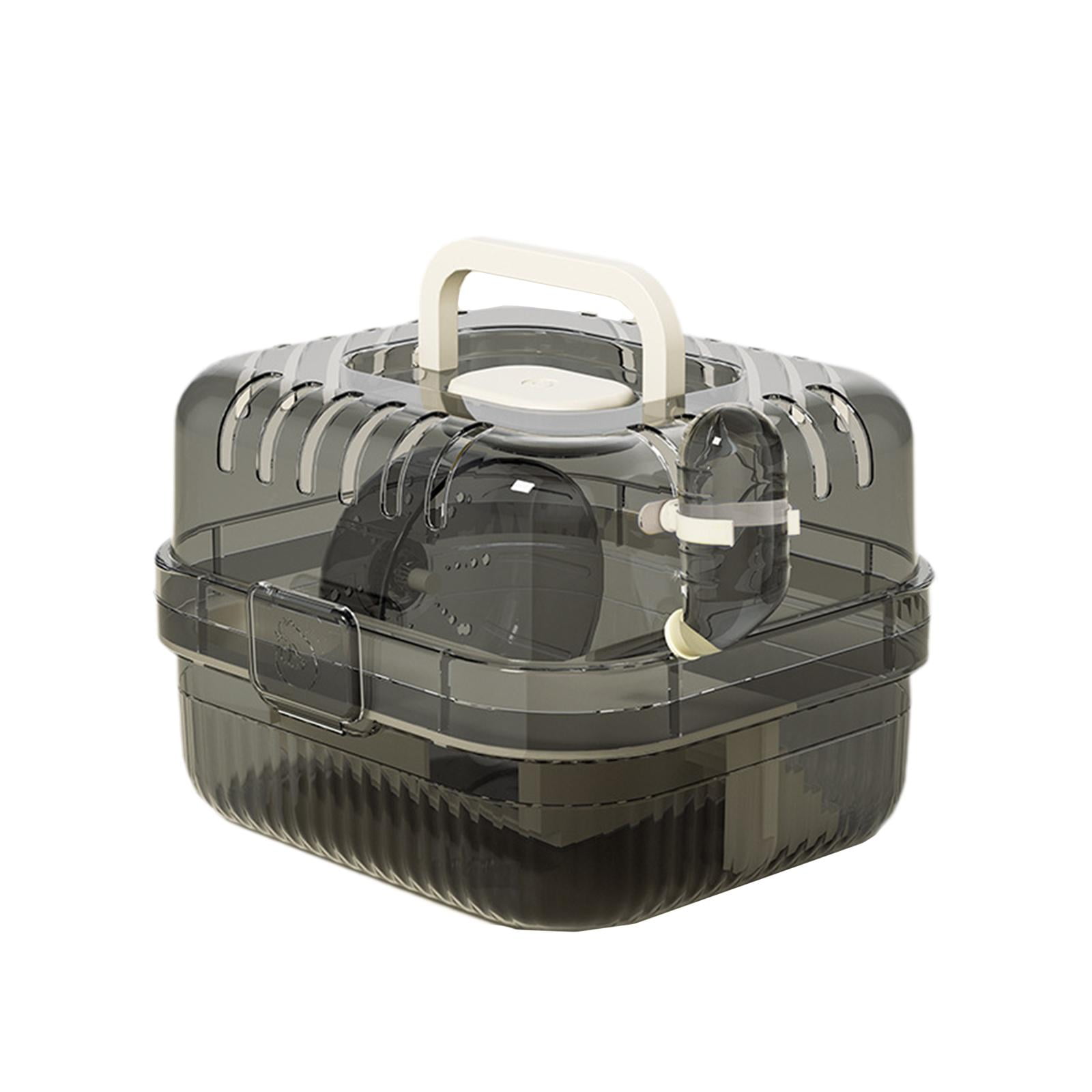 TOOYFUL Hamster Cage Transport Box with Light Handle in The Event of A Small Portable Cage for Pets with Water Bottle for Bunny Mouse White