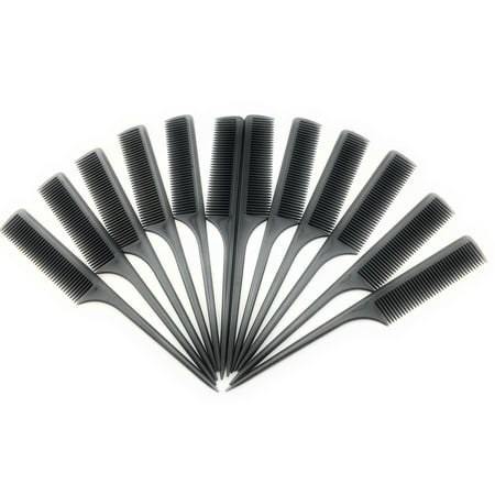 12 Pack Styling Comb | Professional 9” Black Carbon Fiber Anti Static Chemical And Heat Resistant Tail Comb For All Hair Types | Fine and Wide Tooth Teasing Comb | For Men and Women (Best Teasing Comb For Fine Hair)