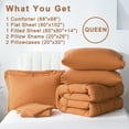 thumbnail image 3 of YEPCLUB Queen Bedding Set 7pc - Ultra Soft All-Season Comforter, Orange Reversible Bed-in-a-Bag w/Sheet & Shams, 3 of 5