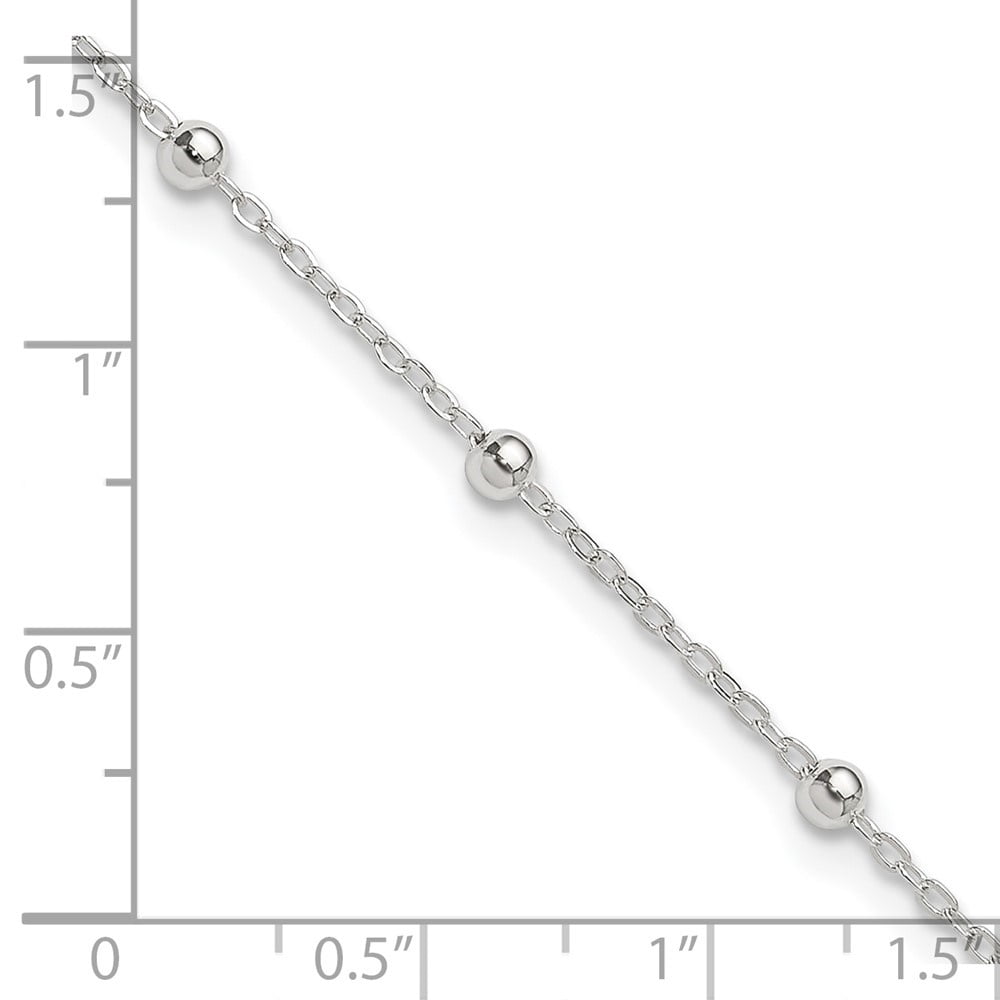 Auriga Fine Jewelry 925 Sterling Silver 1mm Beaded Chain Anklet 9inch for Women