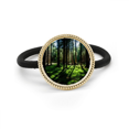 thumbnail image 1 of Luz verde de la ciencia naturaleza paisaje forestal Cinta para el pelo de metal plateado y tocado de goma, 1 of 3