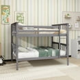 thumbnail image 3 of Full over Full Bunk Bed with Ladder for Bedroom, Guest Room Furniture-Gray, 3 of 11
