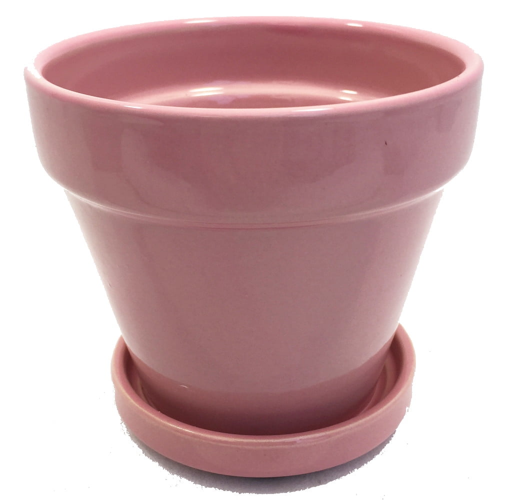 Glazed Ceramic Pot/Saucer Lilac 4 1/2" x 4 1/4" with Felt Feet