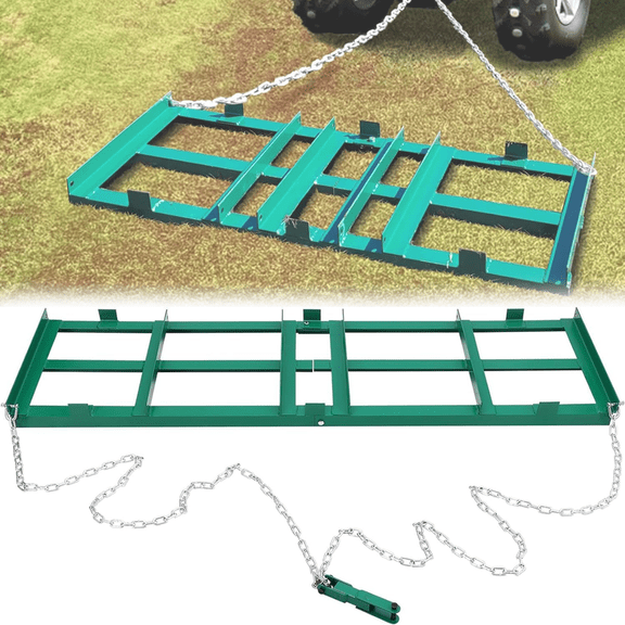 Driveway Drag 4 Ft Width, Drag Harrow Driveway,Lawn Leveling Rake & Driveway Drag Harrow for ATV, UTV, Tractor, Mower, Tow Behind Yard Lawn Leveling Tool with 4,6,8 Ft Heavy Duty Chain(4FT)