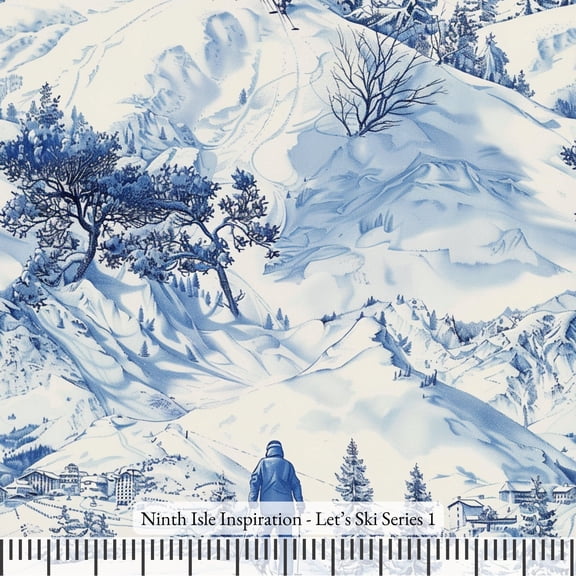 Ninth Isle Inspiration - Let's Ski Series - 100% Rayon Fabric By The Yard (Series1, HalfYard)