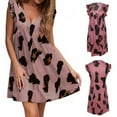 thumbnail image 2 of Summer Women's Sleeveless Irregular Deep V-Neck Dress Rain Leaves Short-sleeved Leopard Print Plus Size Dress, 2 of 2