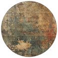 thumbnail image 2 of HomeRoots 606106 8 ft. Sage, Tan & Copper Round Abstract Washable Indoor & Outdoor Area Rug, 2 of 5