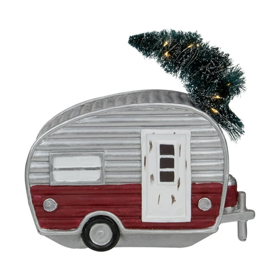 Northlight LED Lighted Camper with Pine Bough Christmas Decoration - 8.5"