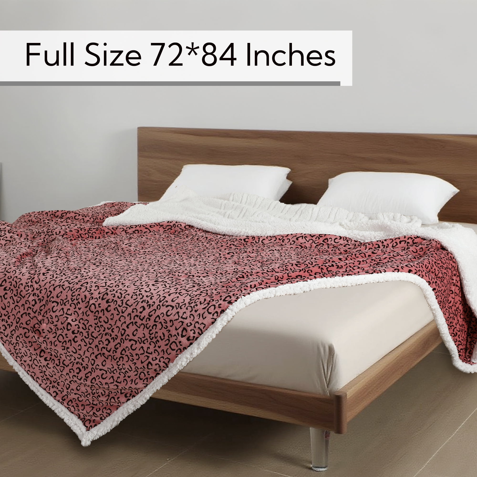 SUNNY HEAT Heated Electric Blanket Full Size 72'' x 84'' 10 Heating Levels & 1-12 Hours Auto Off , Leopard Black & Red