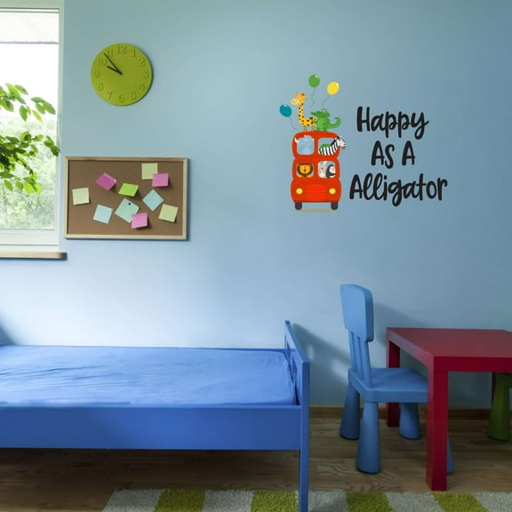 Happy As An Alligator Balloons Zoo Animals On Bus Zoo Africa Zebra Lion Safari Jungle Endangered Species Hippo Alligator Giraffe Tiger Wilderness Ideas Wall Decal Sticker - Size: 20 In X 16 In