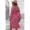 thumbnail image 4 of Femmes Robes Casual Manches Courtes Bouton Imprimé Floral vers le Bas V Cou Été Boho Midi Robe, 4 of 6
