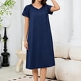 thumbnail image 6 of CAZOFW Womens Nightgown，V-Neck Short Sleeve Loose Pocket Short Nightdress Homewear Sizes S-2XL, 6 of 6