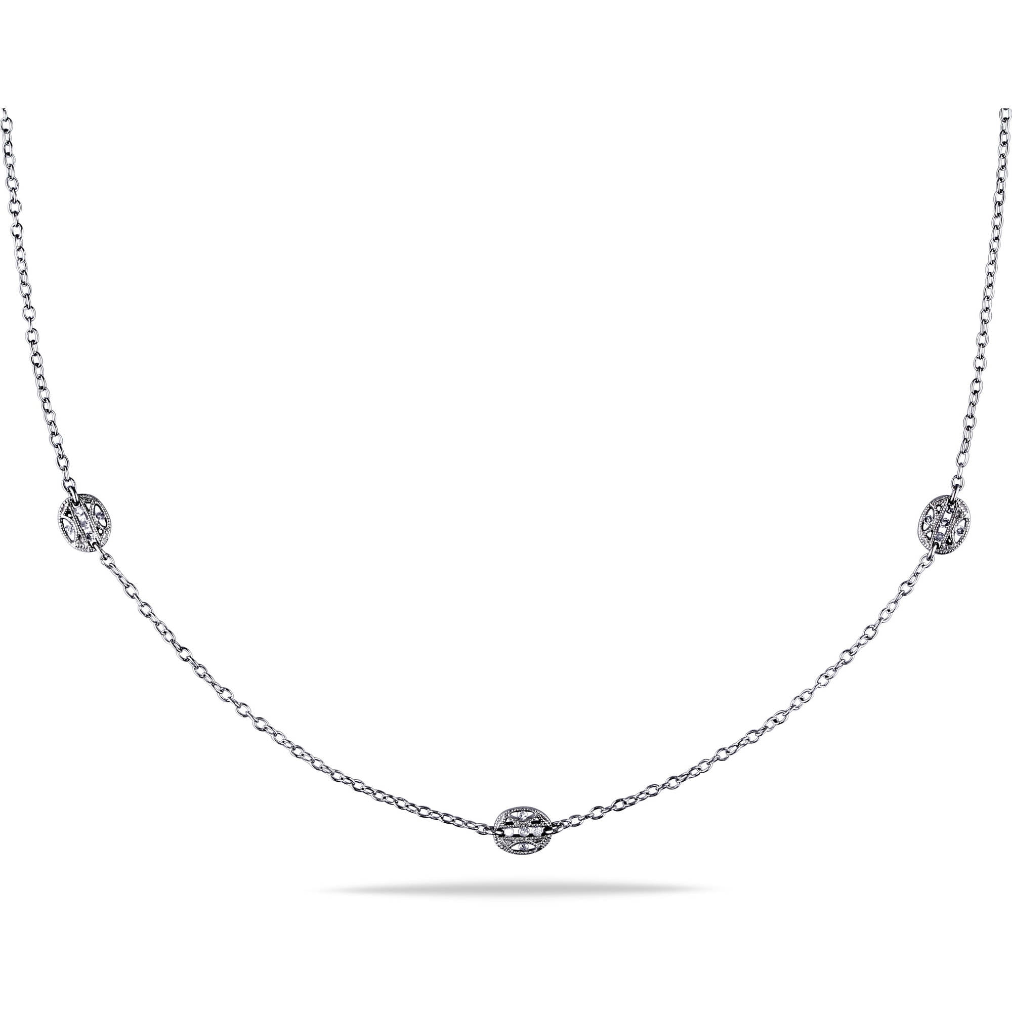 Miabella 1 3 Carat T.W. Diamond Sterling Silver Floating Diamond Necklace, 32" by Generic