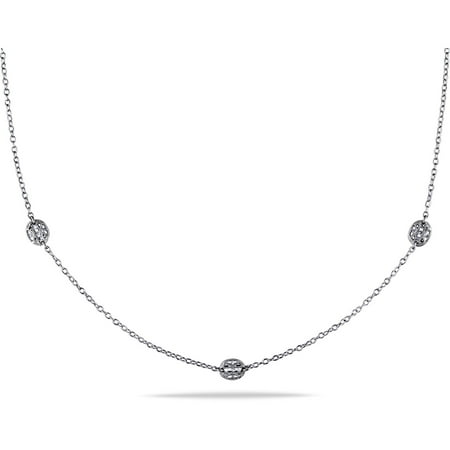 Miabella 1/3 Carat T.W. Diamond Sterling Silver Floating Diamond Necklace, 32