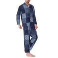 thumbnail image 2 of Sikiie Blue Gingham Buffalo Check Mens Pajama Set, Soft Warm Long Sleeve Sleepwear, Cozy Button-Down Pjs for Men-Small, 2 of 7