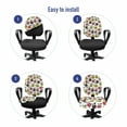 thumbnail image 4 of Autumn Office Chair Slipcover, Seasonal Fruits Apples Doodle Simplistic Design Print Illustration, Protective Stretch Decorative Fabric Cover, Standard Size, Pale Ruby and Pale Coffee, by Ambesonne, 4 of 5