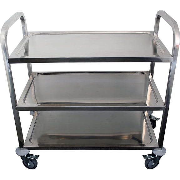 Commercial Stainless Steel 38"x20" 3 Shelf Utility Kitchen Metal Cart on Wheels