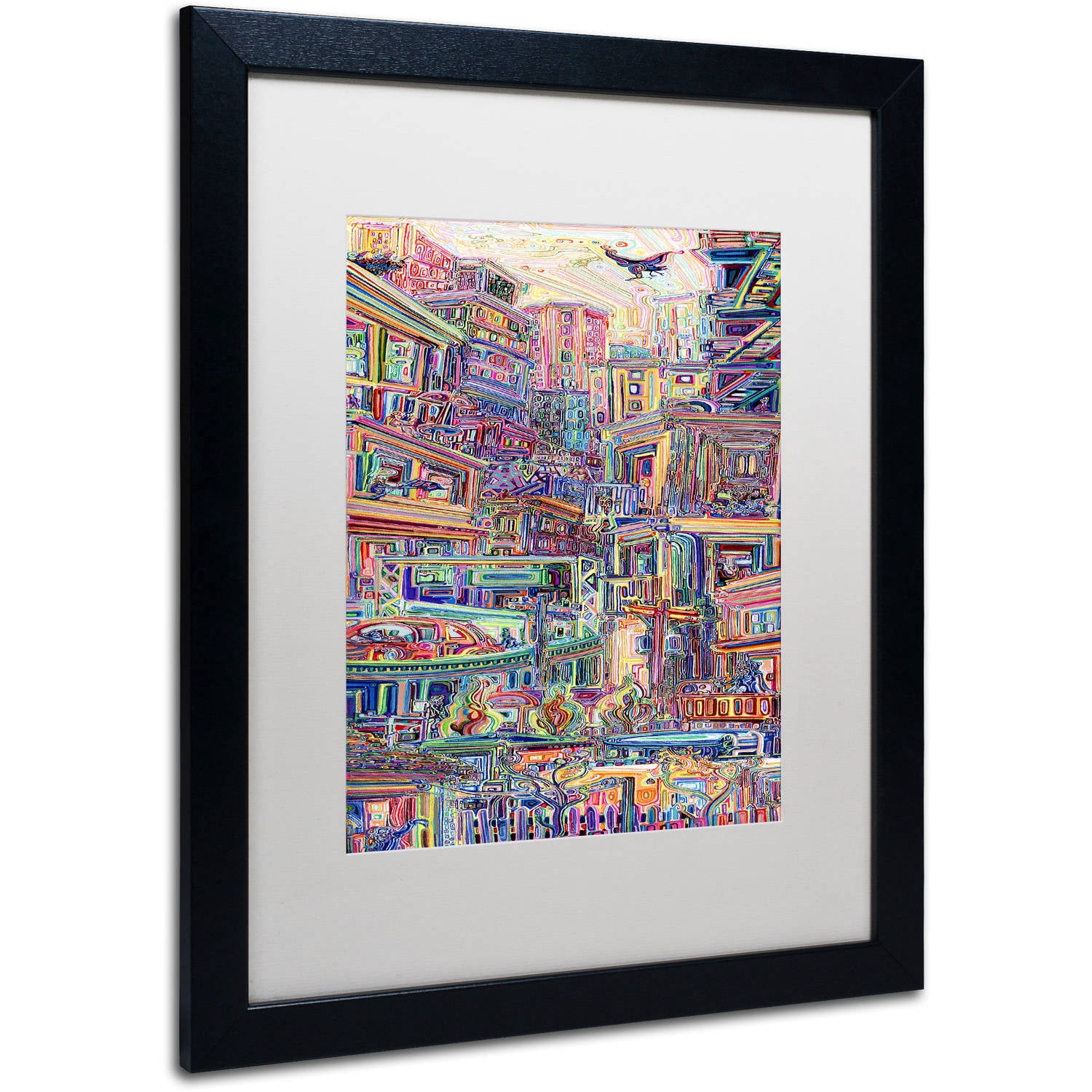 Trademark Fine Art "Homes" Canvas Art by Josh Byer, White Matte, Black Frame